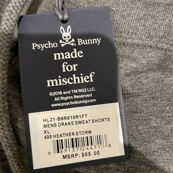 Psycho Bunny Mens Dark Gray swear Shorts - Picture 2 of 3